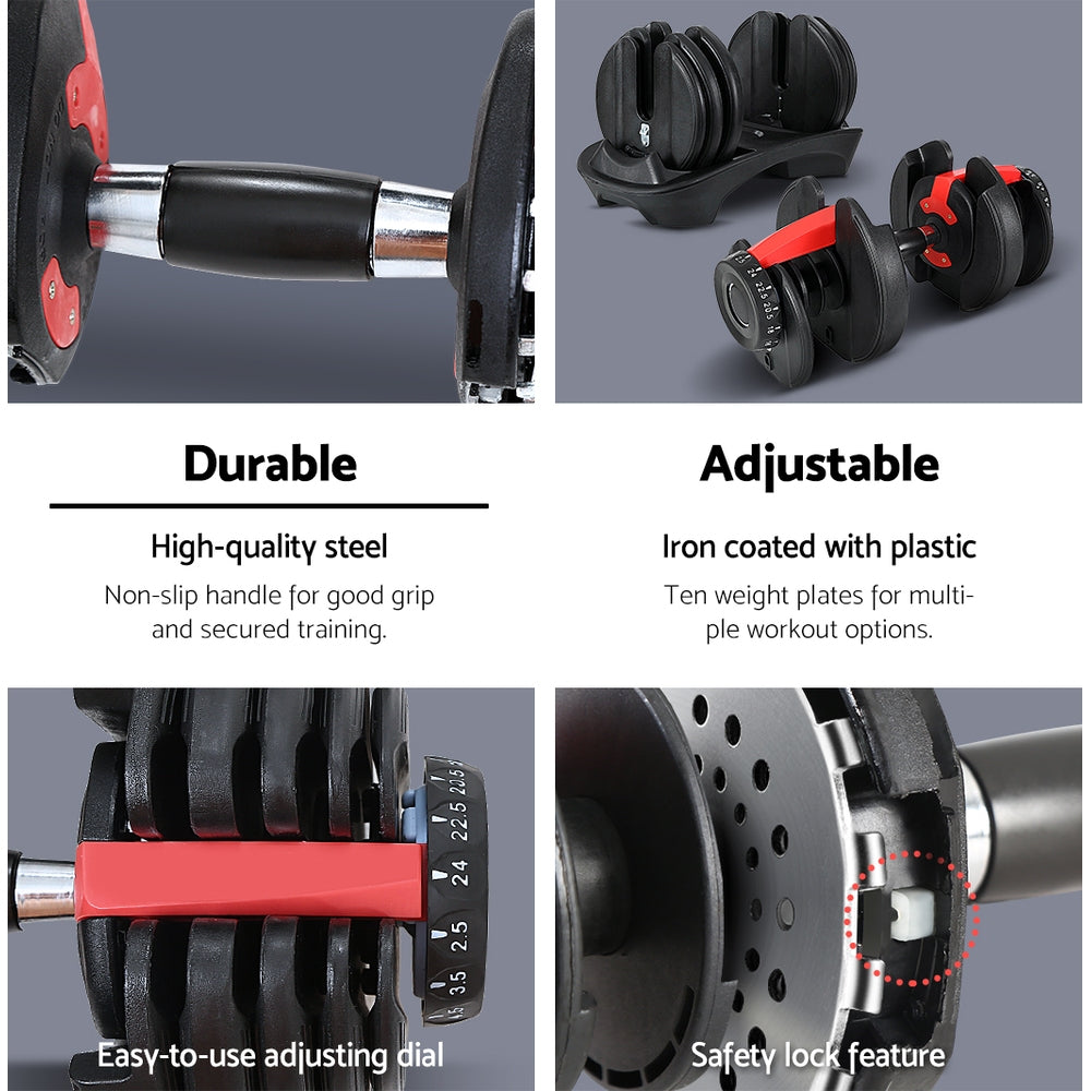 24kg Dumbbells Adjustable Dumbbell Weight Plates Home Gym